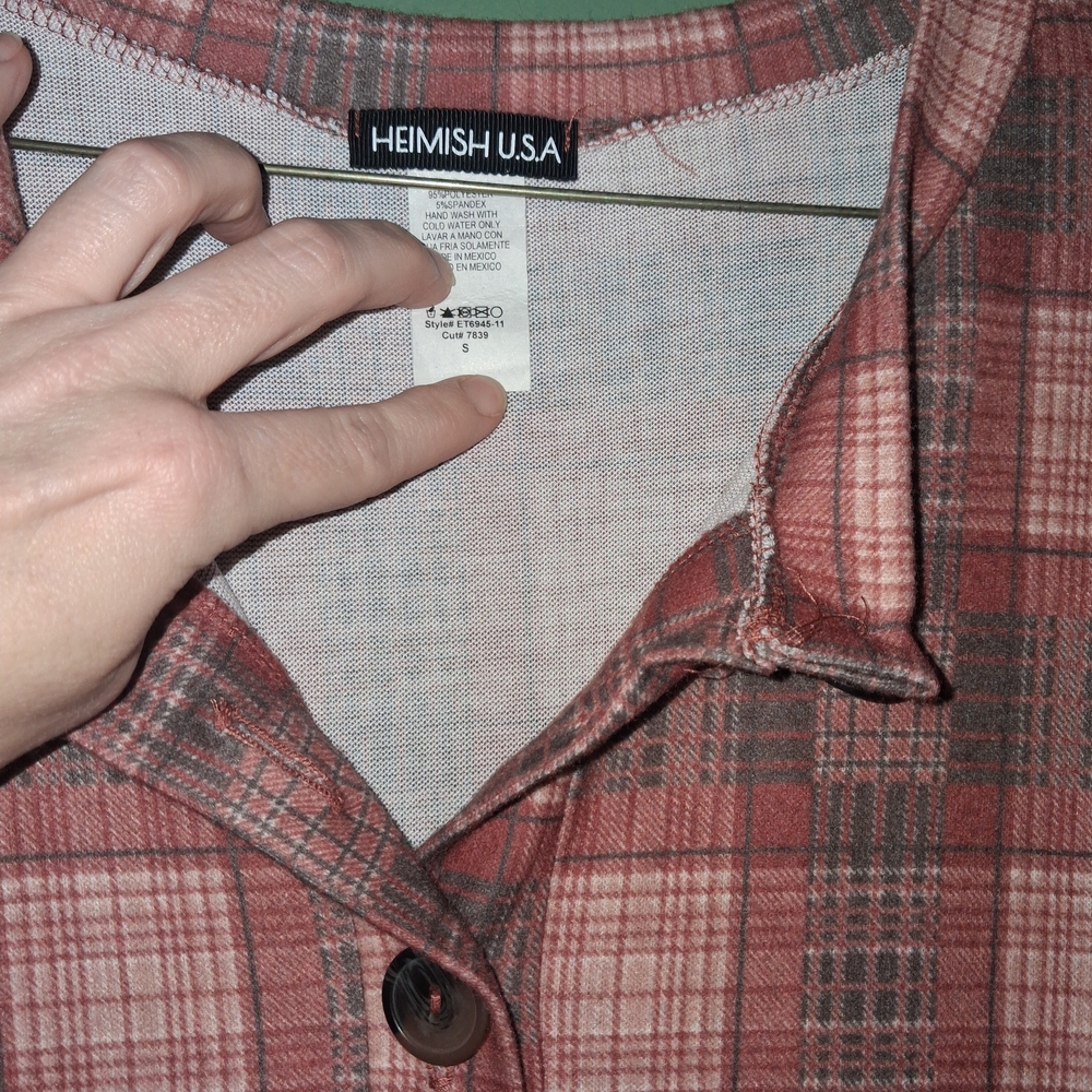 HEIMISH USA Men’s Rust Red Plaid Button-Down Shirt